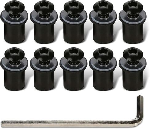 10PCS Motorcycle Windshield Bolts Kit, Aluminum Alloy Motorbike Windscreen Body Mounting Bolts Nuts with Wrench, Fairing Fasteners Screws Bolt Nuts, Universal for Motorcycle Fairing (Black) in Kuwait