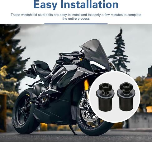 10PCS Motorcycle Windshield Bolts Kit, Aluminum Alloy Motorbike Windscreen Body Mounting Bolts Nuts with Wrench, Fairing Fasteners Screws Bolt Nuts, Universal for Motorcycle Fairing (Black) in Kuwait