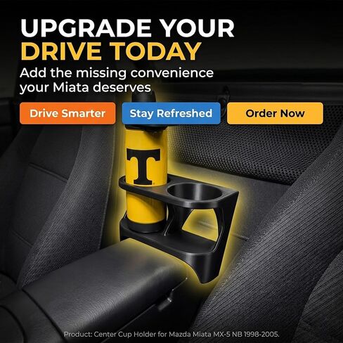 حامل أكواب وحدة التحكم المركزية SplashNColor متوافق مع Mazda Miata MX-5 NB (1998-2005) - إدراج مخصص لتخزين المشروبات | منظم حاوية المشروبات المزدوجة | تصميم منسدل قائم بذاته للرياضة in Kuwait