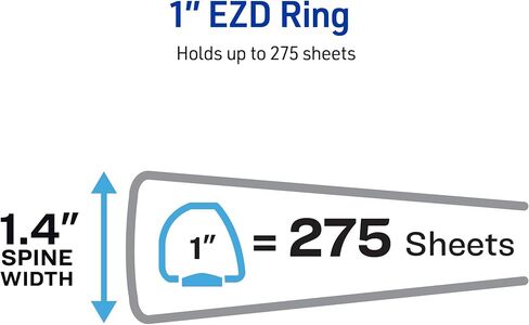 غلاف Avery عالي التحمل ذو 3 حلقات، حلقات EZD مقاس 1 بوصة بلمسة واحدة، سعة 275 ورقة، عمود فقري عريض 1.4 بوصة، غطاء شفاف قابل للتخصيص وعمود فقري، 1 غلاف أخضر (79107) in Kuwait