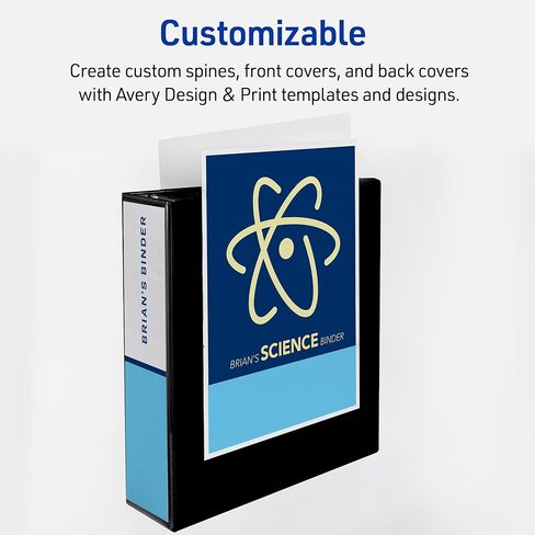 Avery Heavy-Duty View 3 Ring Binder, 3 Inch One Touch EZD Rings, 670-Sheet Capacity, 3.5 Inch Wide Spine, Customizable Clear Cover and Spine, 1 Green Binder (79109) in Kuwait