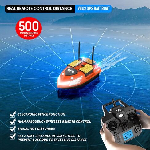 4 صناديق GPS RC قارب الطعم لصيد الأسماك بسعة تحميل 6.6 رطل، بطارية 18000 مللي أمبير في الساعة ومحرك مزدوج وهوائي لنشر الطعم طويل المدى 500 متر، قوارب طعم السمك مع نظام خطاف صارم لصيد الأسماك in Kuwait