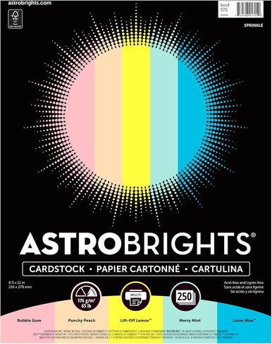 مجموعة بطاقات ملونة من Astrobrights®، ألوان متنوعة، حرف (8.5 بوصة × 11 بوصة)، 65 رطلاً، عبوة مكونة من 250 قطعة in Kuwait