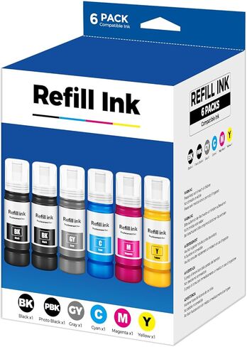 Compatible for EPT552 ink refill bottles ET-8550 ET 8550 ET8550 ET-8500 ET 8500 ET8500 Refill for EPT552 6 pack for photo ET-8550 ET-8500 8550 8500 ink bottles for ET8550 ET8500 ET 8550 printer in Kuwait