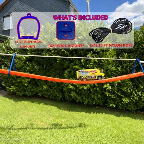 Suspension Bridge Track Accessory Compatible with Hot Wheels Tracks, Blue Suspension Bridge Kit with 12 Bridge Supports, Rope & Wall Connectors, Creative Race Track Connector for Hot Wheels-Style Cars in Kuwait