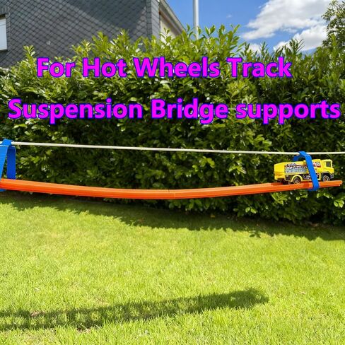 Suspension Bridge Track Accessory Compatible with Hot Wheels Tracks, Blue Suspension Bridge Kit with 12 Bridge Supports, Rope & Wall Connectors, Creative Race Track Connector for Hot Wheels-Style Cars in Kuwait
