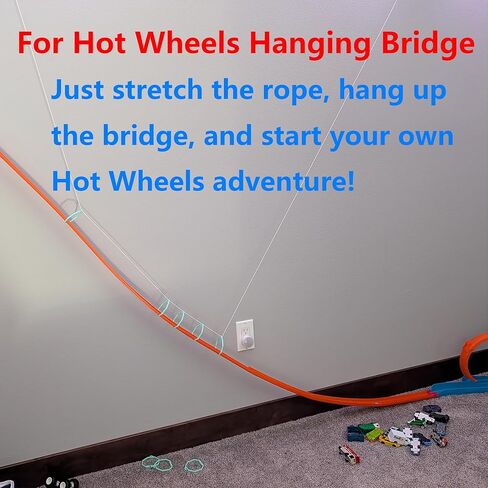 Suspension Bridge Track Accessory Compatible with Hot Wheels Tracks, Blue Suspension Bridge Kit with 12 Bridge Supports, Rope & Wall Connectors, Creative Race Track Connector for Hot Wheels-Style Cars in Kuwait