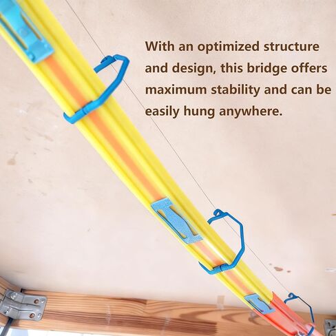 Suspension Bridge Track Accessory Compatible with Hot Wheels Tracks, Blue Suspension Bridge Kit with 12 Bridge Supports, Rope & Wall Connectors, Creative Race Track Connector for Hot Wheels-Style Cars in Kuwait