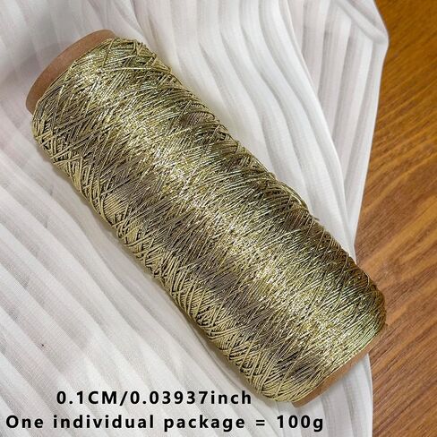 1mm Multicolored Laser Metal Braided Rope Crochet Thread Christmas Decoration Silver Metal Wire Thread 100g per roll (Light Golden Color) in Kuwait