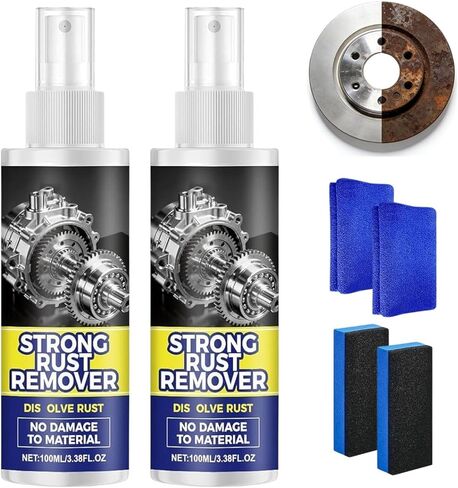 Strong Rust Remover, 2PCS Rust Remover Spray for Metal, Multipurpose Rust Stain Remover Spray, Heavy Duty Metal Cleaner for Vehicles, Tools, Chains, and Iron Out Rust Stain Remover in Kuwait