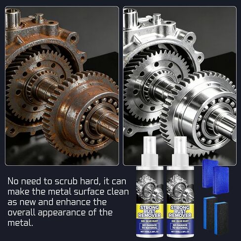 Strong Rust Remover, 2PCS Rust Remover Spray for Metal, Multipurpose Rust Stain Remover Spray, Heavy Duty Metal Cleaner for Vehicles, Tools, Chains, and Iron Out Rust Stain Remover in Kuwait