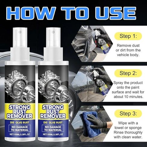 Strong Rust Remover, 2PCS Rust Remover Spray for Metal, Multipurpose Rust Stain Remover Spray, Heavy Duty Metal Cleaner for Vehicles, Tools, Chains, and Iron Out Rust Stain Remover in Kuwait