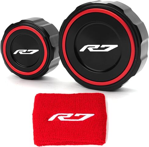 متوافق مع R7 R9 YZFR7 YZFR7 YZF-R7 YZF-R9 2021-2024 2025 2026 دراجة نارية الجبهة الخلفية الفرامل السائل خزان غطاء اسطوانة الحرس حامي غطاء جورب (أحمر، R7) in Kuwait