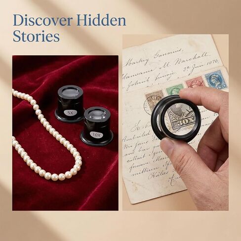 Jewellers Loupe، 6 قطع حلقات عين زجاجية مكبرة أحادية العين، عدسة مجوهرات مع حامل، عدسة 3X/5X/10X/15X/20X و30 × 36 مم، أداة إصلاح تجريبية لصانعي الساعات in Kuwait