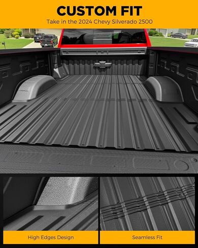 لسجادات الباب الخلفي لسرير الشاحنة Chevy Silverado/GMC Sierra 2500/3500HD 2020-2026 (6.8أقدام فقط)، بطانة TPE لجميع الأحوال الجوية (ليست لنظام العجلات الخامسة في المصنع) لملحقات شيفروليه سيلفرادو/GMC Sierra in Kuwait