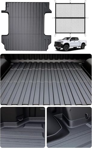 Gygy Truck Bed Mat 5.8FT مناسب لـ 2019-2026 Chevy Silverado/GMC Sierra 1500، بطانة شحن TPE لجميع الأحوال الجوية، ملحقات بطانة سرير الشاحنة، حصيرة سرير بيك اب شديدة التحمل، بطانات سرير سوداء للشاحنات in Kuwait
