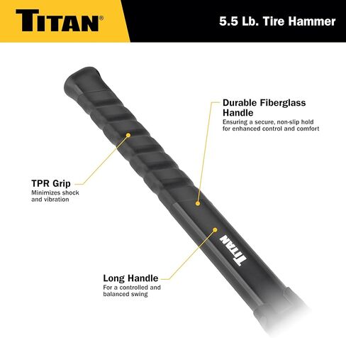 مطرقة إطار Titan 63605 بوزن 5.5 رطل، ومقبض من الألياف الزجاجية مقاس 16.5 بوصة مع قبضة مانعة للانزلاق، وتصميم مزدوج الوجه مع رأس فولاذي مُشكل ورأس مطاطي غير قابل للتشوه، وحماية من الضربات الزائدة in Kuwait