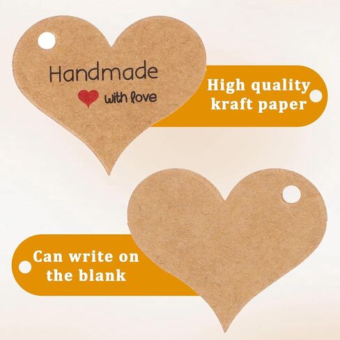 200pcs Handmade Gift Tags Heart-Shaped and Round Mini Gift Paper Tags with 66 ft String Brown Gifts Labels with Natural Jute Twin Natural Jute Twin Home Made Crafts Wedding Favors Birthday Party Gifts in Kuwait