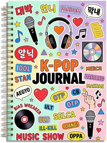 LONGXIN K-Pop Notebook Music Gift للنساء، هدايا عيد الميلاد لعشاق Kpop مجموعة الموسيقى الكورية المشجعين الفتيات دفتر دوامة غلاف فني 5.8x8.3 in Kuwait