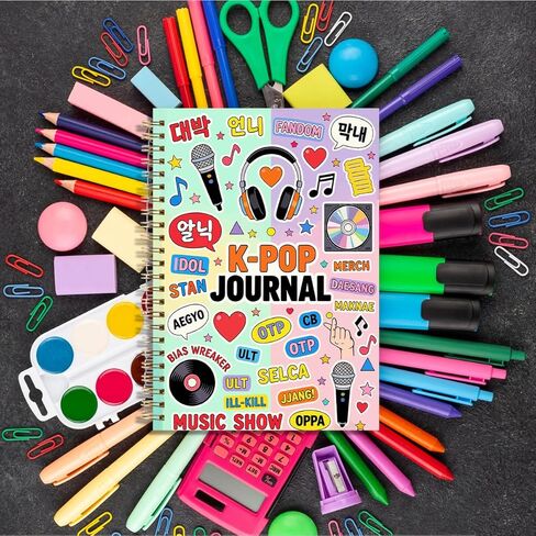 LONGXIN K-Pop Notebook Music Gift للنساء، هدايا عيد الميلاد لعشاق Kpop مجموعة الموسيقى الكورية المشجعين الفتيات دفتر دوامة غلاف فني 5.8x8.3 in Kuwait