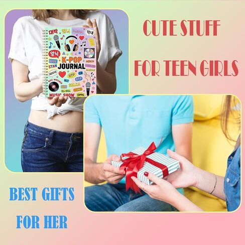 LONGXIN K-Pop Notebook Music Gift للنساء، هدايا عيد الميلاد لعشاق Kpop مجموعة الموسيقى الكورية المشجعين الفتيات دفتر دوامة غلاف فني 5.8x8.3 in Kuwait