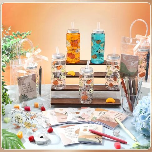 Kosiz 36 Pcs Boho Positive Affirmation Gift Set for Women, 12 Gratitude Notebooks 12 Plastic Cups with Lids Straws 12 Gift Bags, End of Year Thank You Gifts for Teachers Nurses Employee Coworker in Kuwait