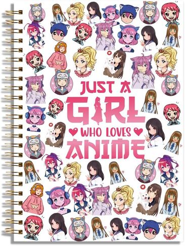 LONGXIN Anime Girls Gift, Animes Stuff, Just A Girl Who Loves Animes Notebook journal Christmas Birthday Gifts for Anime Lovers Women Drawing Sketching Notebook 5.8x8.3 in Kuwait