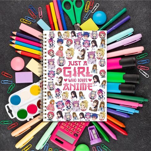 LONGXIN Anime Girls Gift, Animes Stuff, Just A Girl Who Loves Animes Notebook journal Christmas Birthday Gifts for Anime Lovers Women Drawing Sketching Notebook 5.8x8.3 in Kuwait