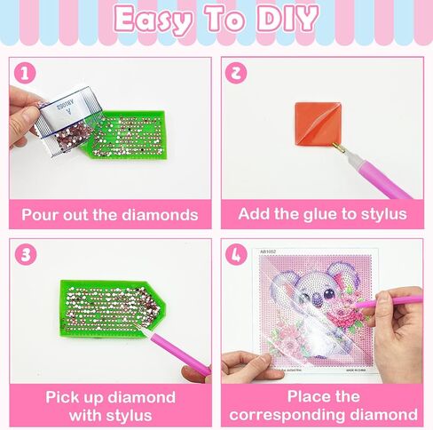 Diamond Art Kits for Kids Teen Adults, 4 Pack Cartoon Diamond Painting Kit Arts and Crafts for Kids Beginner, Mosaic Kits DIY 5D Full Drill Gem Art Dimond Art Paintings for Home Wall Decor, 6" X 6" in Kuwait