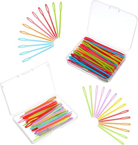 100 Pcs Plastic Needles 2.7inch/7cm Large Sewing Eye Yarn Needles with Box Crochet Needle for Yarn and Craft DIY Sewing Handmade Crafts in Kuwait
