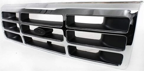 مجموعة شبكة Garage-Pro لسيارة Ford F-150 F-250 Bronco 1992-1996 تناسب 1992-1997 F-350 كروم مع رمادي يناسب Eddie Bauer Lightning Special XL XLT & XLT Lariat يستبدل # F4TZ8200A in Kuwait