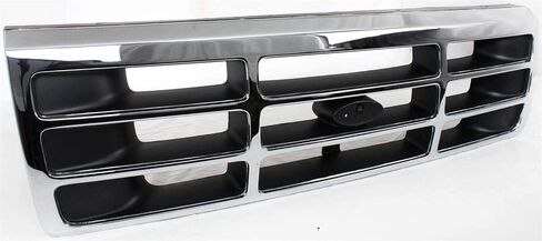مجموعة شبكة Garage-Pro لسيارة Ford F-150 F-250 Bronco 1992-1996 تناسب 1992-1997 F-350 كروم مع رمادي يناسب Eddie Bauer Lightning Special XL XLT & XLT Lariat يستبدل # F4TZ8200A in Kuwait