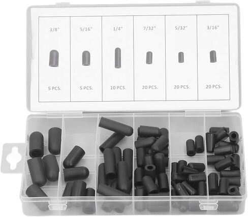 80PCS Vacuum Caps Kit,Vacuum Plugs Hose End Caps Assortment Kit Rubber Vacuum Caps Plug Kit for Carburetor, Manifold, Automotive 5/32in to 3/8in Black in Kuwait
