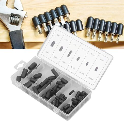 80PCS Vacuum Caps Kit,Vacuum Plugs Hose End Caps Assortment Kit Rubber Vacuum Caps Plug Kit for Carburetor, Manifold, Automotive 5/32in to 3/8in Black in Kuwait
