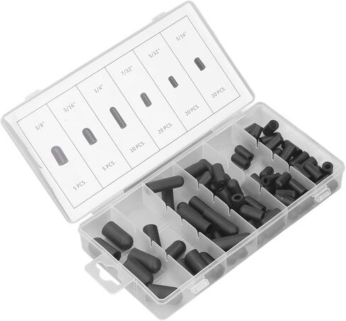 80PCS Vacuum Caps Kit,Vacuum Plugs Hose End Caps Assortment Kit Rubber Vacuum Caps Plug Kit for Carburetor, Manifold, Automotive 5/32in to 3/8in Black in Kuwait
