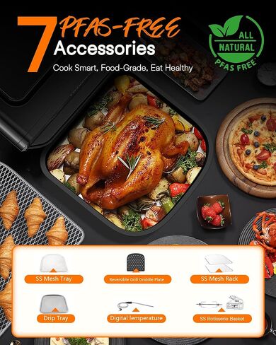 Nuwave Brio 15.5Qt 10-IN-1 Air Fryer Rotisserie Oven, XL Family Size, Even & Crisp AirFry, Reheat, Roast, Dehydrate for Quick Meals, 50°-425°F Control, 100 Presets & 50 Memory, Dishwasher-Safe, 1800W in Saudi Arabia