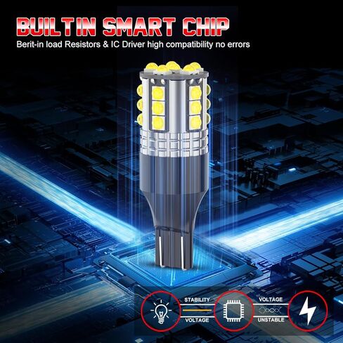 أضواء T15 LED متوافقة مع Ford F150 1994 1995 1996 1997 1998 1999 2000 2001 2002 2003 2004 2005 2006 2007 2008 2009 2010-2023 زينون أبيض 921 LED ضوء عكسي احتياطي لمبات التوصيل والتشغيل، عبوة من قطعتين in Kuwait