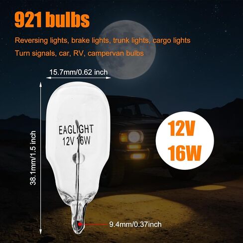 20 حزمة 921 المصابيح، 12V / 16W T15 W16W لمبة ضوء السيارات لعكس النسخ الاحتياطي الفرامل الذيل إشارة وقف الجذع الجانب علامة البضائع العربة RV استبدال مصابيح LED متوافقة مع 904 906 912 916 in Kuwait