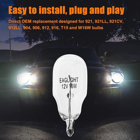 20 حزمة 921 المصابيح، 12V / 16W T15 W16W لمبة ضوء السيارات لعكس النسخ الاحتياطي الفرامل الذيل إشارة وقف الجذع الجانب علامة البضائع العربة RV استبدال مصابيح LED متوافقة مع 904 906 912 916 in Kuwait
