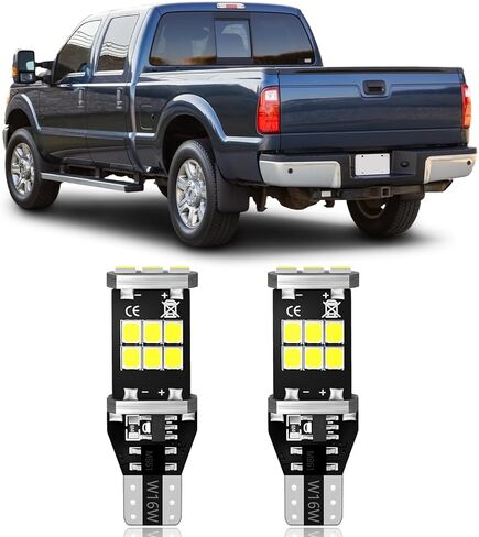 T15 921 912 906 مصابيح LED زينون بيضاء احتياطية ضوء 2835 شرائح متوافقة مع 2011 2012 2013 2014 2015 2016 Ford F250 F350 Super Duty Reverse Lights، حزمة من 2 in Kuwait