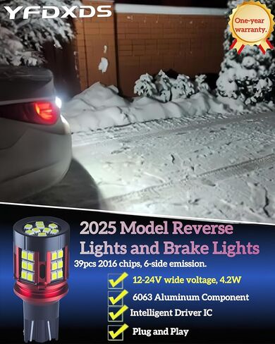 لمبة LED T15 921 912، 6000K بيضاء فائقة السطوع احتياطية عكسية، مصابيح بديلة W16W LED لشاحنة السيارات الدفع الرباعي، سهلة التوصيل والتشغيل، حزمة من 2 in Kuwait