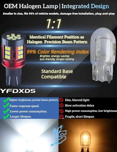 لمبة LED T15 921 912، 6000K بيضاء فائقة السطوع احتياطية عكسية، مصابيح بديلة W16W LED لشاحنة السيارات الدفع الرباعي، سهلة التوصيل والتشغيل، حزمة من 2 in Kuwait