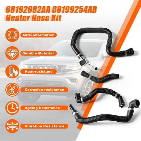 4 PCS HVAC Heater Supply Return Hose Kit Compatible with Jeep Cherokee 2.4L 2014-2018, Chrysler 200 2015-2017 Replace 68199254AB 68199254AA 68192082AA Air Conditioning Hose Pipe Fitting in Kuwait