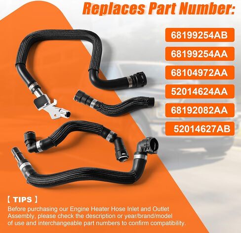 4 PCS HVAC Heater Supply Return Hose Kit Compatible with Jeep Cherokee 2.4L 2014-2018, Chrysler 200 2015-2017 Replace 68199254AB 68199254AA 68192082AA Air Conditioning Hose Pipe Fitting in Kuwait