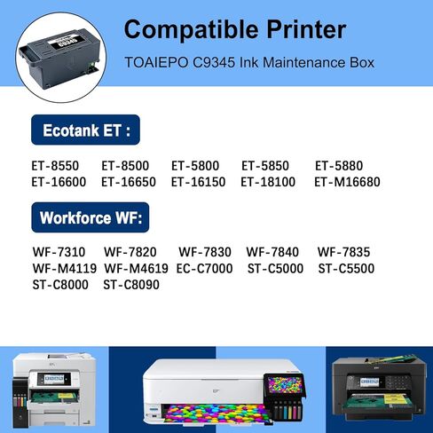 C9345 Ink Maintenance Box Tank for ET-8550 ET-16600 ET-5850 ET-5800 ET-16650 ET-8500 WF-7840 WF-7820 ET-5880 WF-7310 ST-C8000 ST-C8090 Printer in Kuwait