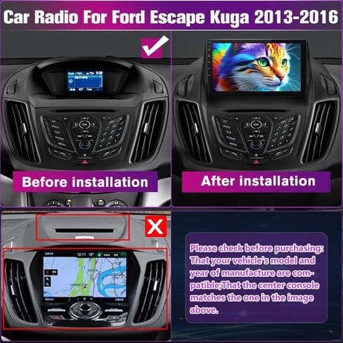Car Radio Stereo Upgrade for Ford Kuga 2013-2016, Android Head Unit with 9 Inch Touch Screen/Backup Camera/Wireless CarPlay & Android Auto/Mirroring/WiFi/Bluetooth/SWC in Saudi Arabia