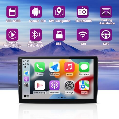 Car Radio Stereo Upgrade for Ford Kuga 2013-2016, Android Head Unit with 9 Inch Touch Screen/Backup Camera/Wireless CarPlay & Android Auto/Mirroring/WiFi/Bluetooth/SWC in Saudi Arabia