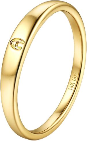 FIASASO 14K Gold Filled Initial Ring for Women Teen Dainty Gold Ring Non Tarnish Simple Letter Band Rings Signet Ring Stackable Thin Pinky Alphabet Thumb Rings Initial Jewelry Gifts Size 6 7 8 9 10 in Saudi Arabia