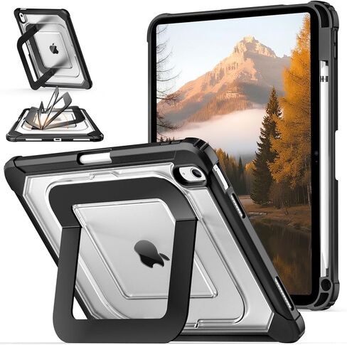 حافظة iPad A16، iPad 11th/10th Generation 2025/2022 (11 بوصة/10.9 بوصة) مع [حامل معدني متعدد الزوايا] / حامل قلم رصاص، غطاء نحيف خفيف الوزن لجهاز iPad 11/10 (أسود) in Kuwait