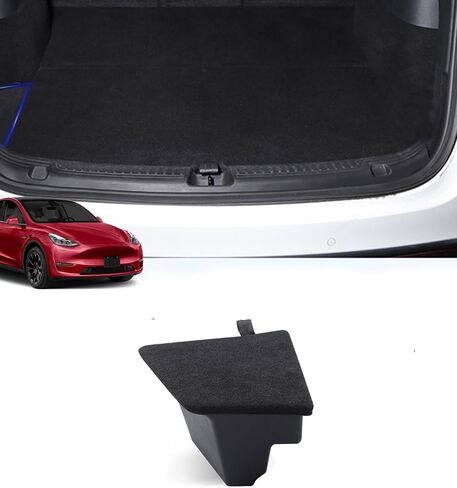 صناديق تخزين صندوق السيارة الأوتوماتيكية PM لطراز Tesla Y 2020-2024 2025 باستثناء العرعر، مجموعة منظم صندوق السيارة مكونة من 2 دلاء جانبية مع غطاء، ملحقات مقاومة للماء من طراز Y in Kuwait